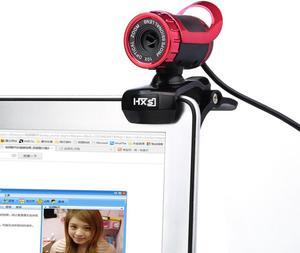 HXSJ A859 USB HD Webcam 480P Video Calling Web Camera Built-in Sound Digital Microphone LED Lights PC, Desktop, Laptop- Red