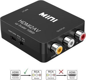 Jansicotek HDMI to RCA- 1080P HDMI to AV 3RCA CVBs Composite Video Audio Converter Adapter Supporting PAL/NTSC with USB Power Cable  (Black)