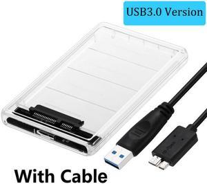 Jansicotek 2.5-Inch SATA to USB 3.0 Tool-Free Clear External Hard Drive Enclosure [Optimized for SSD, Support UASP SATA III]