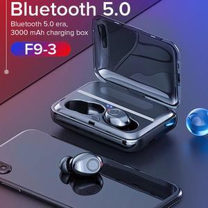 Jansicotek F9-3 Bluetooth Earbud Mini Invisible V5.0 Wireless Bluetooth Earpiece Headset Headphone Earphone with 1200Amh Charging Case Dock for iPhone Android Samsung Galaxy Black