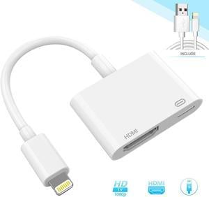 Jansicotek Compatible with iPhone to HDMI Adapter,Plug and Play 1080P Digital Audio Converter,new Edition 2 in 1