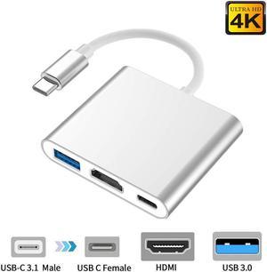 Jansicotek USB C Adapter Type C to HDMI Converter Supports Up to HDMI 4K Resolution USB 3.0 High Data Transferring Speed Quick Charging for Apple MacBook ChromeBook Pixel Projector TV