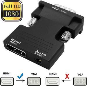 Jansicotek 1080P HDMI Female to VGA Male Adapter Converter with 3.5 mm Stereo Audio for TVs, Speakers, Computers, Laptops, Gaming Consoles, Notebooks, Blu-ray DVD Players & More