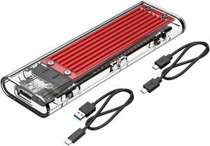 Jansicotek USB3.1 Type-C to NVMe M.2 Mobile Hard Disk Box 10Gbps M.2 SSD Enclosure M-Key External Case Upgrade Version with USB3.1 Type-A to Type-C & Type-C to Type-C Cable (Red)
