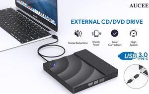 Jansicotek External DVD Drive, USB 3.0 Type-C CD DVD +/-RW Optical Drive USB C Burner Slim CD/DVD ROM Rewriter Writer Reader Portable for PC Laptop Desktop MacBook Mac Windows 7/8.1/10 Linux OS Apple