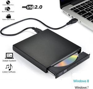 Jansicotek External CD Drive, USB 2.0 Portable CD DVD +/-RW Drive Slim DVD/CD ROM Rewrite Burner Writer with High Speed Data Transfer for PC Desktop Windows 2000/XP/Vista/Windows7/Windows8 (Black)