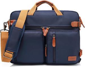 Jansicotek CB-10001 3-in-1 Multifunction Men's Briefcase Rucksack Messenger Bag Convertible Vintage Nylon Laptop Backpack 17.3 inch Laptop Bags Handbag Travel Hiking Rucksack (Blue)