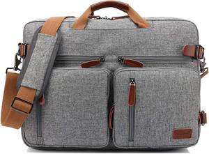 Jansicotek CB-10001 17.3 Inch Anti-Theft Convertible Laptop Backpack Briefcase, Nylon School Rucksack Water-Resistant Backpack Fits 17.3 Inch Laptop for Men/Women, Gray