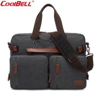Jansicotek 17.3 Inch Anti-Theft Convertible Canvas Laptop Backpack Briefcase, School Rucksack Water-Resistant Backpack Business College Travel Rucksack School Bookbag for Women, Men-Canvas  Gray