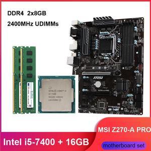 MSI Z270-A PRO LGA 1150  HDMI Motherboard Combo Set with Intel Core i5-7400 LGA 1150 CPU 2pcs X 8GB = 16GB 2400MHz DDR4 1.2V Memory by Avarum Ram
