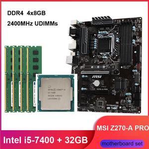 MSI Z270-A PRO LGA 1150 HDMI Motherboard Combo Set with Intel Core i5-7400 LGA 1150 CPU 4pcs X 8GB = 32GB 2400MHz DDR4 1.2V Memory by Avarum Ram