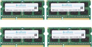 Avarum RAM equal to 32GB (4 x 8GB) 204-Pin DDR3 SO-DIMM DDR3L 1333 (PC3L 10600) Laptop Memory Model CT102464BF1339 32GB (4 x 8GB) 9