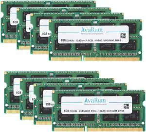 Avarum RAM equal to 64GB (8 x 8GB) 204-Pin DDR3 SO-DIMM DDR3L 1866 (PC3L 14900) Laptop Memory Model CT102464BF186D 64GB (8 x 8GB) 9