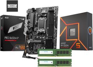 Avarum 16GB DDR5 5200 (PC5 41600) PRO B650M-P AM5 Ryzen 7000 DDR5 SATA 6G M.2 LAN Audio mATX Motherboard Ryzen 5 8600G - Ryzen 5 8000-G Series 6-Core 4.3 GHz Socket AM5 65W AMD Radeon 760M Processor