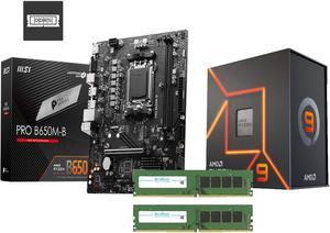 Avarum 16GB DDR5 5200 (PC5 41600) PRO B650M-B AM5 Ryzen 7000 DDR5 SATA 6G M.2 LAN Audio mATX Motherboard Ryzen 9 7950X3D - Ryzen 9 7000 Series 16-Core 4.2 GHz Socket AM5 120W AMD Radeon Graphics Deskt