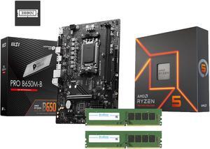 Avarum 16GB DDR5 5200 (PC5 41600) PRO B650M-B AM5 Ryzen 7000 DDR5 SATA 6G M.2 LAN Audio mATX Motherboard Ryzen 5 7600X 6-Core 4.7 GHz Socket AM5 105W Desktop Processor