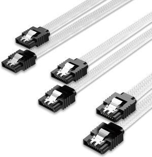 Bailink 3 PACK SATA Cable SATA III 3 Pack 6Gbps Straight HDD SDD Nylon Braided Cable SATA Data Cable with Locking Latch 19.68 Inch for SATA HDD, SSD, CD Driver, CD Writer, White