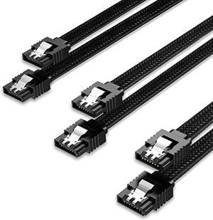 Bailink 3 PACK SATA Cable SATA III 3 Pack 6Gbps Straight HDD SDD Nylon Braided Cable SATA Data Cable with Locking Latch 19.68 Inch for SATA HDD, SSD, CD Driver, CD Writer, Black