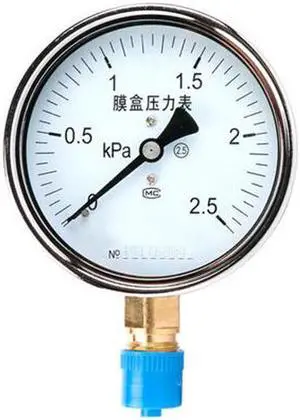 ELECALL YE-100 0-2.5KPA Air Diaphragm Pressure Gauge Phosphor Bronze Film Box Pressure Gauge Positive Pressure Meter