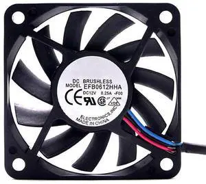 10 PCS  DC12V 0.25A EFB0612HHA 6010 6cm 3-wire double ball bearing inverter cooling fan