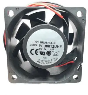 DC12V 1.68A PFB0612UHE 6038 6cm 2-Wire Large air Volume Cooling Fan