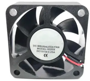 DC12V 0.25A 5020S 5020 5cm 2-Wire Cooling Fan