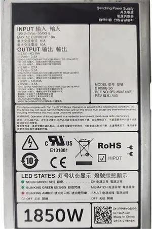 09R99K 0TRM9N forPowerEdge R840 R940 C4130 C4140 1850W Switching Power Supply D1850E-S0 9R99K TRM9N