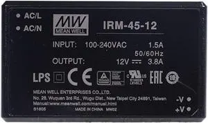 IRM-45-12 45W PCB assemble Encapsulated Power Module 110V/220V AC to 12V DC 3.8A 45W Module type Power Supply