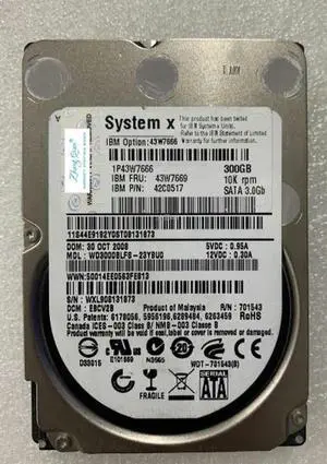 (NOT FOR HOME PC!) for Server 300G 10K SATA 2.5 43W7669 42C0517 43W7666 Hard Drive