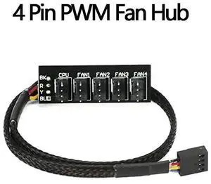 4/3PIN PWM Fan Hub CPU Cooling Fan Power Cable Hub Adapter Sleeved Case Splitter for Computer Cooler Case Fans 1 to 5(15.7 Inch)