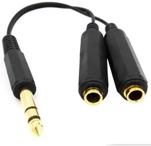 1 to 2 Stereo 6.35mm Audio Splitter Cable Male to Female Jack Plug Adapter Speaker Extend Cord Converter Audio Wire Cable