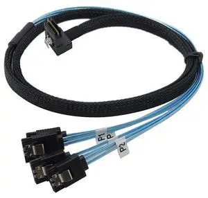 Mini SAS Data Cable Breakout Line 36PIN 90 Degree Elbow SFF-8087 4 Lane SATA Server Array Card Hard Drive Connect Wire Extend