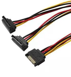 15PIN SATA Line 1 In 2 Outlet Cable Splitter Elbow Cord PC Hard Drive Serial Port Power Supply Wire SATA Plug Adapter Extender