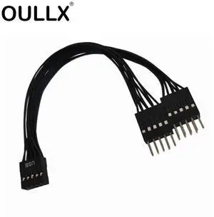 USB 9Pin Extension Splitter Cable 1 to 2 Motherboard Adapter USB2.0 9PIN Dual 9PIN Interface Hub for PC Computer Cable