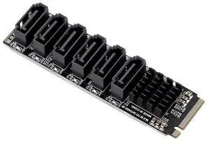M.2 M KEY NVME to SATA Convert Card 6 Ports SATA 3.0 Extend Adapter PCIE 3.0 X2 Hard Disk Capacity Expand Adapter