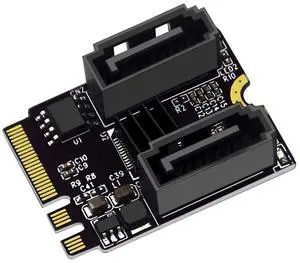 M.2 A+E KEY to SATA 3.0 Extend Card Convert 2Ports of 6GPS SATA Adapter Connect SSD HDD Drive Free JMB582 for PC Server Data NVR