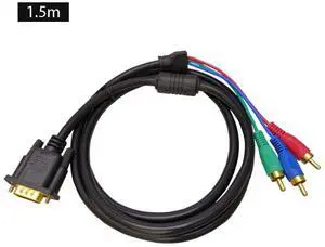 1.5M VGA to 3RCA Gold Plated AV Cord Converter Cable with Magnetic Circle for TV Computer PC Tablet Extend Video Audio Adapter