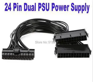 24Pin Power Supply Cable Synchronizer Male to Female ATX Mining 30cm Motherboard Dual PSU Extension Cable for Computer Adapter