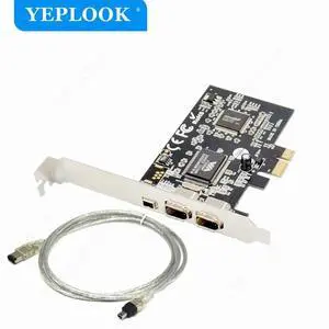 PCIe 1x 3 Port 1394 Card (2x 6Pin+1x 4Pin) Firewire 800 IEEE Adapter with 6Pin to 4Pin Cable 800mbps for Desktop DV Video Audio