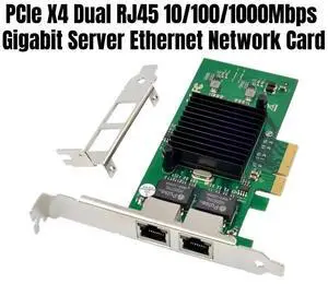 PCI-E X4 Dual RJ45 10/100/1000Mbps 1G Gigabit Server Ethernet Network Card Adapter NIC 82576EB Chipset with 8CM & 12CM Brackets