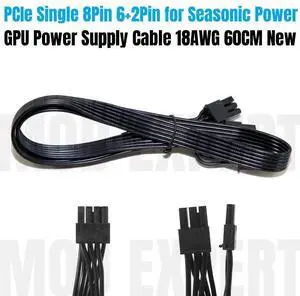 ForSeasonic PSU, PCIe 8Pin 6+2Pin GPU Power Cable 60CM ForSeasonic FOCUS, PRIME, M12II EVO 1000W, 850W, 750W, 650W, 550W, 450W