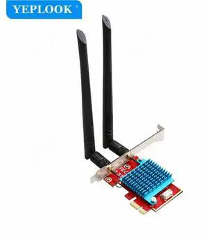 PCIe 1x to M.2 NGFF Desktop WiFi Wireless Adapter Card Wifi+BT Cable, Antenna for AX210 AX200 AC9260 AC8265 AC8260 AC7265 AC7260