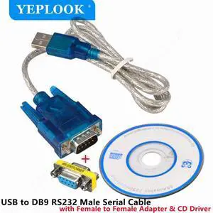 USB2.0 to RS232 DB9 9Pin Male COM Port Serial Cable 0.8Meter with Female to Female Connector Chipset CH340 with CD Driver