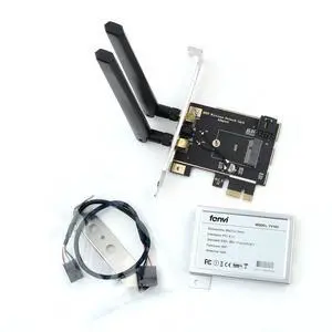 PCIe 1x Desktop WiFi Adapter Card w/6dBi Antenna & Bluetooth Cable for M.2 NGFF Wireless Card AC9260 AC8265 AC8265 AC7265 AC7260