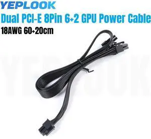 PSU 8Pin to PCI-E Dual 8Pin 6+2Pin VGA GPU Power Cable ForCooler Master V850 V1000 V1300 PLATINUM Modular Power, 60+20 CM 18AWG