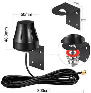 Dual Band 2.4G/5.8GHz Outdoor WiFi Antenna RP-SMA Omni-Directional 3dBi Weatherproof Fixed Wall/Ceiling Mount 3M RG174