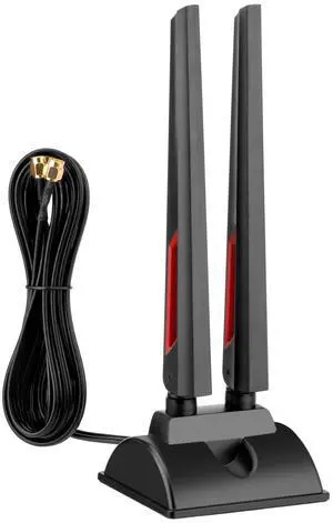WiFi 6E Tri-Band Antenna 2.4GHz 5GHz 6GHz Magnetic Base WiFi Antenna with RP-SMA Extension Cable for PC Desktop Compute