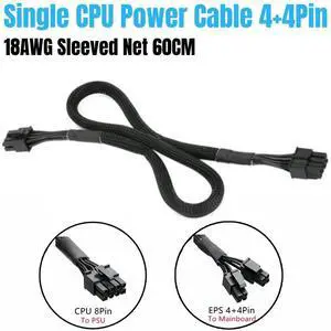 ForCorsair RM Powers, 4+4 EPS/EPS12V CPU Power Cable ForCorsair RM1000, RM850, RM750, RM650, RM550, RM450, Sleeved Net, 60 CM