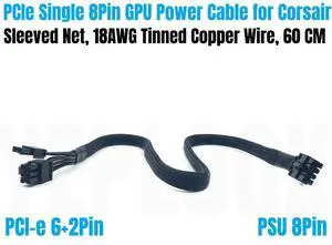 ForCorsair RMx PSUs, 6+2 PCIe 8Pin GPU Power Cable ForCorsair RM1000x, RM850x, RM750x, RM650x Modular Power, Sleeved Net 60 CM
