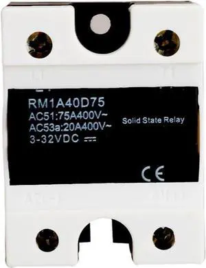 RM1A40D75 75A 2SCR DC AC SSR Solid State Relay Zero Switching,5V 12V 24VDC Input 42-440VAC Output, PLC Relay Isolation Switch